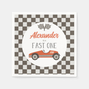 Serviette En Papier Voiture Fast One rouge course Anniversaire