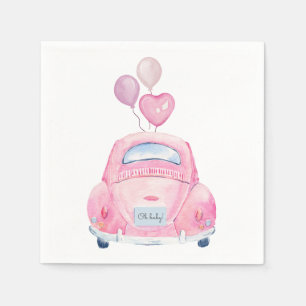 Serviette En Papier Voiture Rose par Baby shower