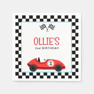 Serviette En Papier Voiture vintage Red Race DEUX Anniversaire rapide