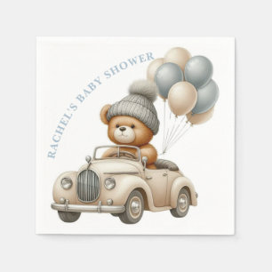 Serviette En Papier Voiture vintage Teddy Bear Baby shower Napkin