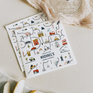 Serviette En Papier Voitures de ville personnalisées pour anniversaire