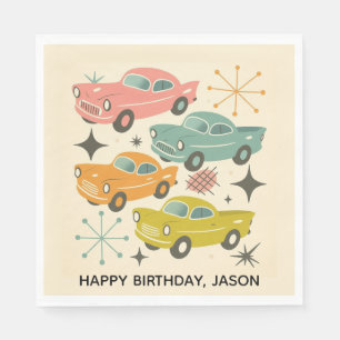 Serviette En Papier Voitures Rétro de Milieu de Siècle Atomic Starburs