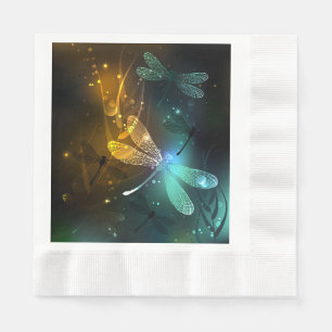 Serviette En Papier Vol de libellule verte lumineuse