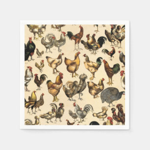 Serviette En Papier Volailles anciennes du monde - Art de la race de p