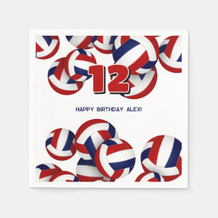 Serviette En Papier volley bleu rouge garçons filles fête d'anniversai