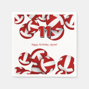 Serviette En Papier volley rouge filles garçons fête d'anniversaire