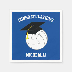 Serviette En Papier Volleyball Graduation Blue