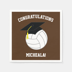 Serviette En Papier Volleyball Graduation Sports Brown