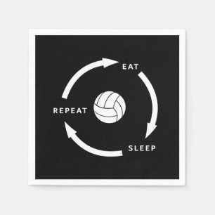 Serviette En Papier Volleyball Manger Sleep Répéter Le Ventilateur De