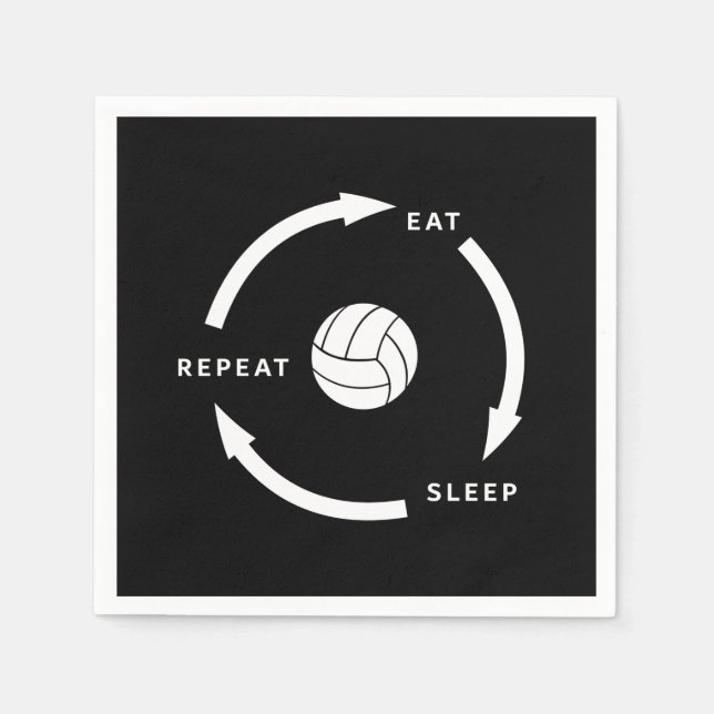 Serviette En Papier Volleyball Manger Sleep Répéter Le Ventilateur De  (Devant)