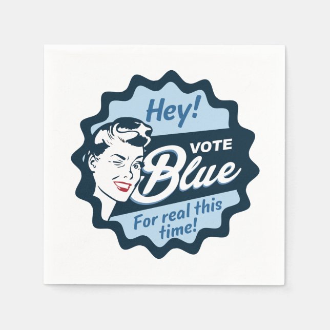 Serviette En Papier Vote Blue pour Real This Time Retro (Devant)