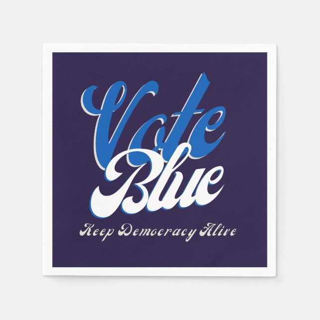 Serviette En Papier Vote Blue Retro Style Word Art Papier (Devant)