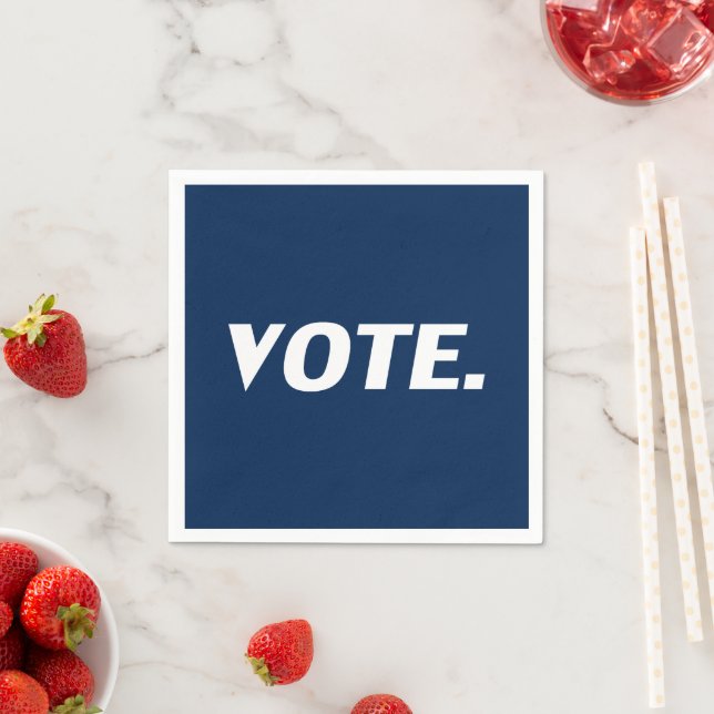 Serviette En Papier "Vote" marine bleu livre blanc serviette (En situation)