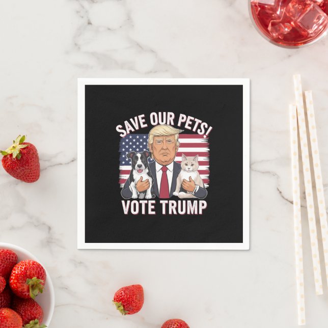 Serviette En Papier Votez Trump Sauvez Nos Animaux Chats Chiens 2024 E (En situation)