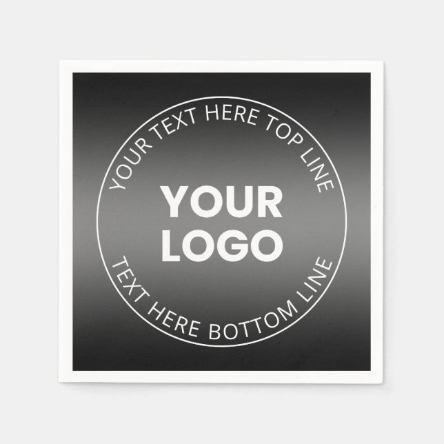Serviette En Papier Votre logo avec dégradé noir et blanc modifiable (Devant)