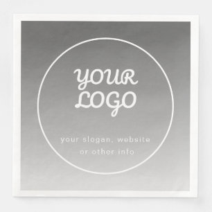 Serviette En Papier Votre logo et texte modifiable   Ombré gris foncé 
