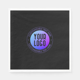 Serviette En Papier Votre logo & moderne bleu & violet Ombre dégradant
