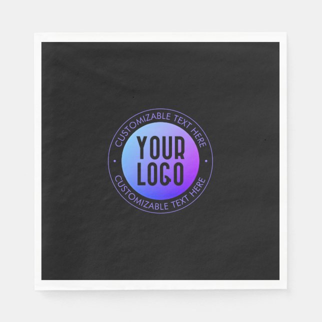Serviette En Papier Votre logo & moderne bleu & violet Ombre dégradant (Devant)