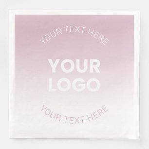Serviette En Papier Votre logo   Moderne Dusty Rose & Blanc Ombre