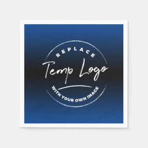 Serviette En Papier Votre logo ou image d'entreprise Blue & Black Ombr