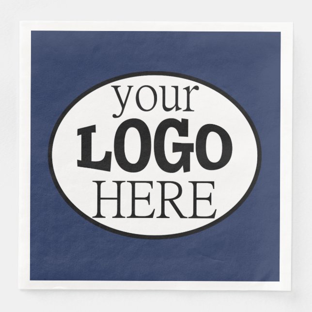 Serviette En Papier Votre logo professionnel personnalisé sur Navy Blu (Devant)