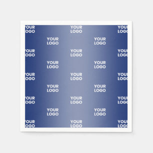Serviette En Papier Votre logo Simple Répétition Logo Marine Blue Grad