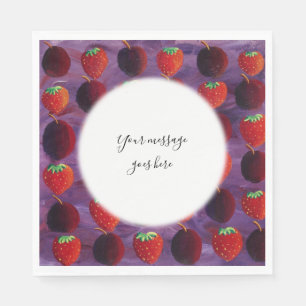 Serviette En Papier Votre Message Fraises et Prunes Fruit Rouge