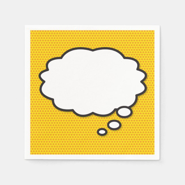 Serviette En Papier Votre message Pensez Bubble amusant Retro Comic Bo (Devant)