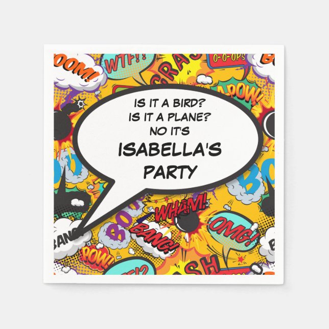 Serviette En Papier Votre message Voix Bubble Amusant Retro Comique Li (Devant)