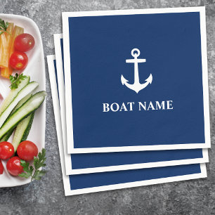 Serviette En Papier Votre nom de bateau Ancre Bleu