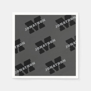 Serviette En Papier Votre nom ou nom d'entreprise   Gris Masculin Mode