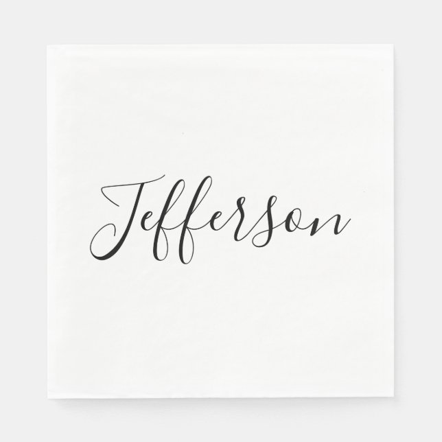 Serviette En Papier Votre nom | Script élégant (Devant)