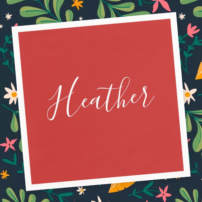 Serviette En Papier Votre script blanc personnalisé en rouge (Créateur téléchargé)