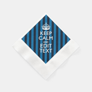 Serviette En Papier Votre texte sur Garder Calme Bleu Stripes