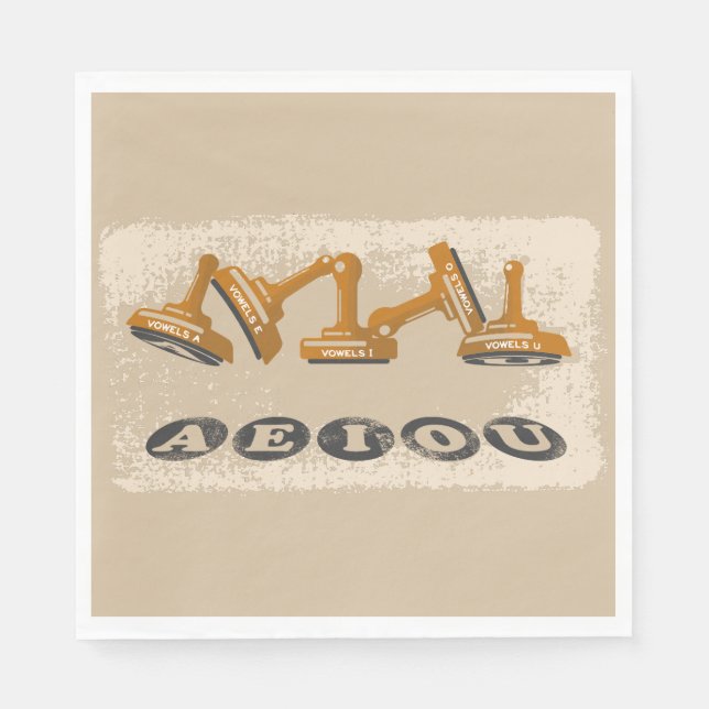 Serviette En Papier Vowels AEIOU (Devant)