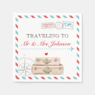 Serviette En Papier Voyage Avion Mariage Napkins Décoration M. Mme