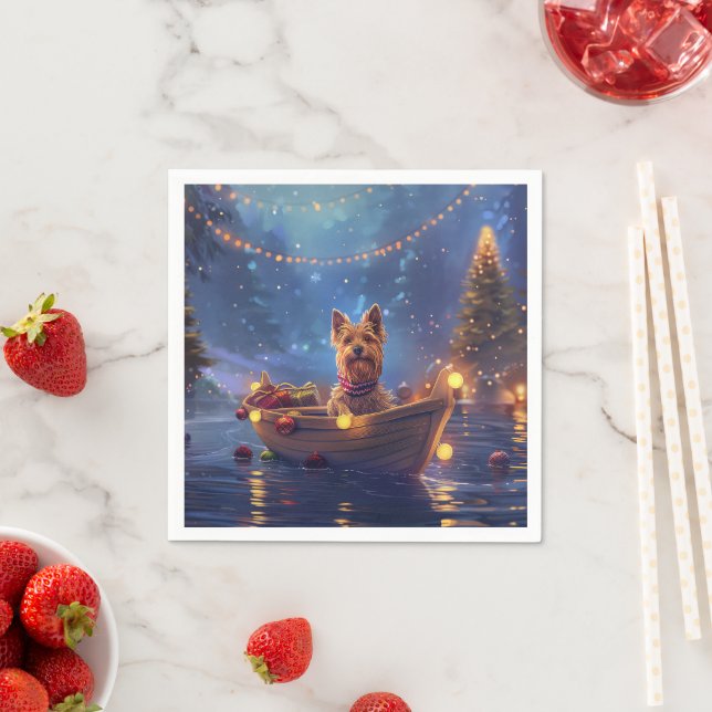 Serviette En Papier Voyage de Noël de Terrier australien (En situation)