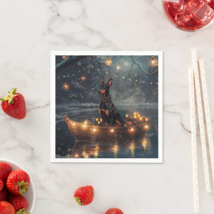 Serviette En Papier Voyage de Noël festif du Doberman