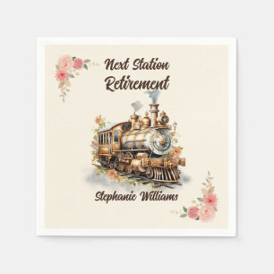 Serviette En Papier Voyage de retraite Train Vintage de fête à thème