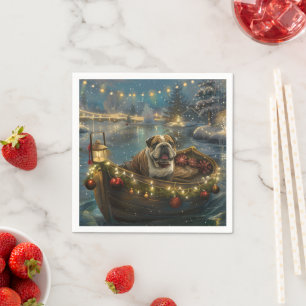 Serviette En Papier Voyage du festival de Noël de Bulldog