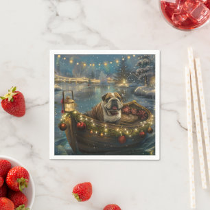 Serviette En Papier Voyage du festival de Noël de Bulldog