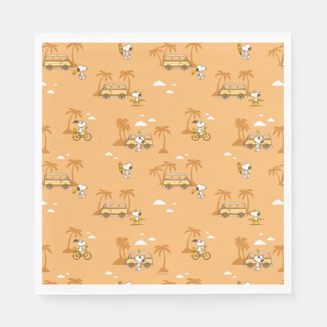 Serviette En Papier Voyage sur route | Peanuts Snoopy Beach Motif (Devant)