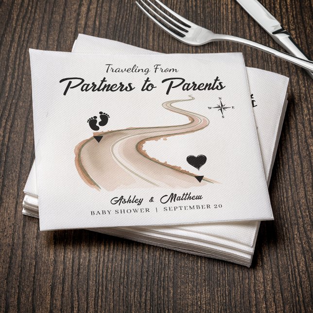 Serviette En Papier Voyager de Partenaires au Baby shower Parents (Traveling from Partners to Parents Baby Shower Napkins
)