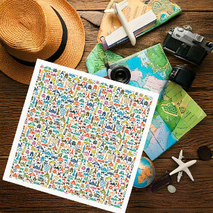 Serviette En Papier Voyagez dans le monde