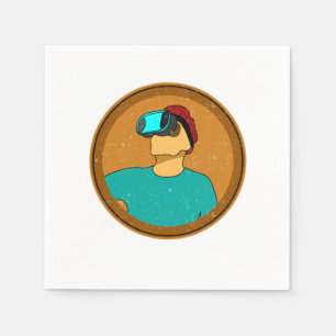 Serviette En Papier VR Gamer Retro Vintage Virtual Reality Jeu cadeau