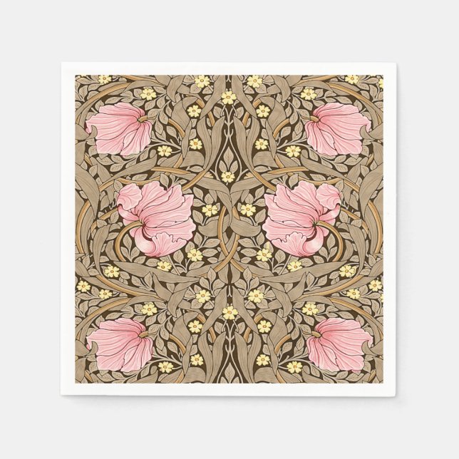 Serviette En Papier W Morris Pimpernel Motif en Pink & Sepia (Devant)