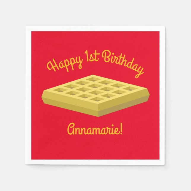Serviette En Papier Waffle Cute Breakfast Brunch Enfants 1er Anniversa (Devant)