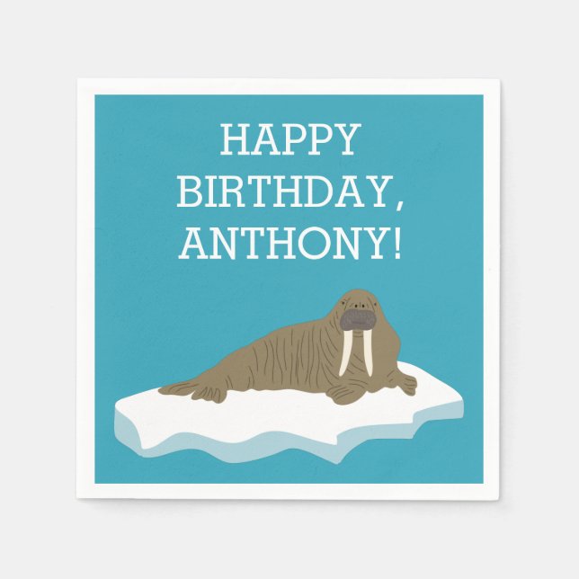 Serviette En Papier Walrus sur une Iceberg Custom Birday Party (Devant)