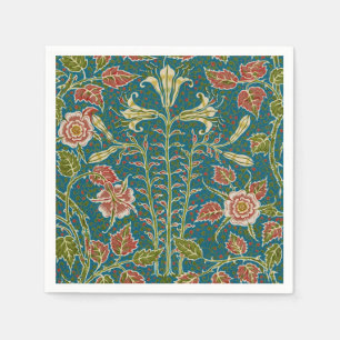 Serviette En Papier Walter Crane Fleur de Lys et Rose Florale Vintage