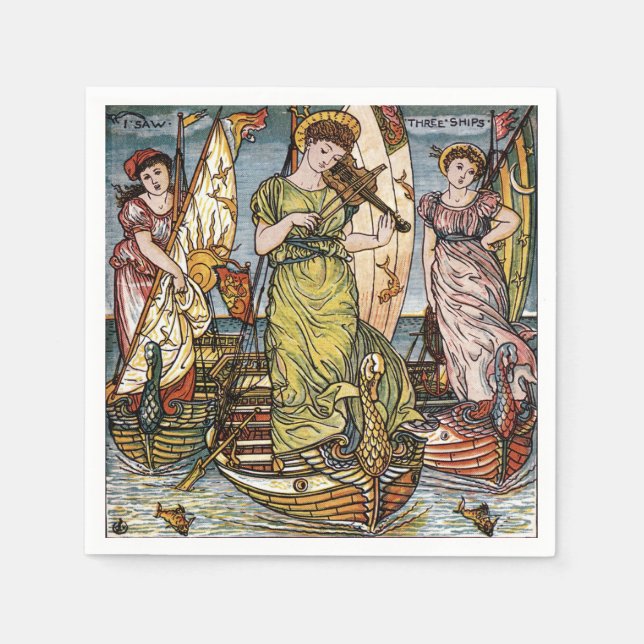 Serviette En Papier Walter Crane Ships, Dames gracieuses, Art Nouveau (Devant)